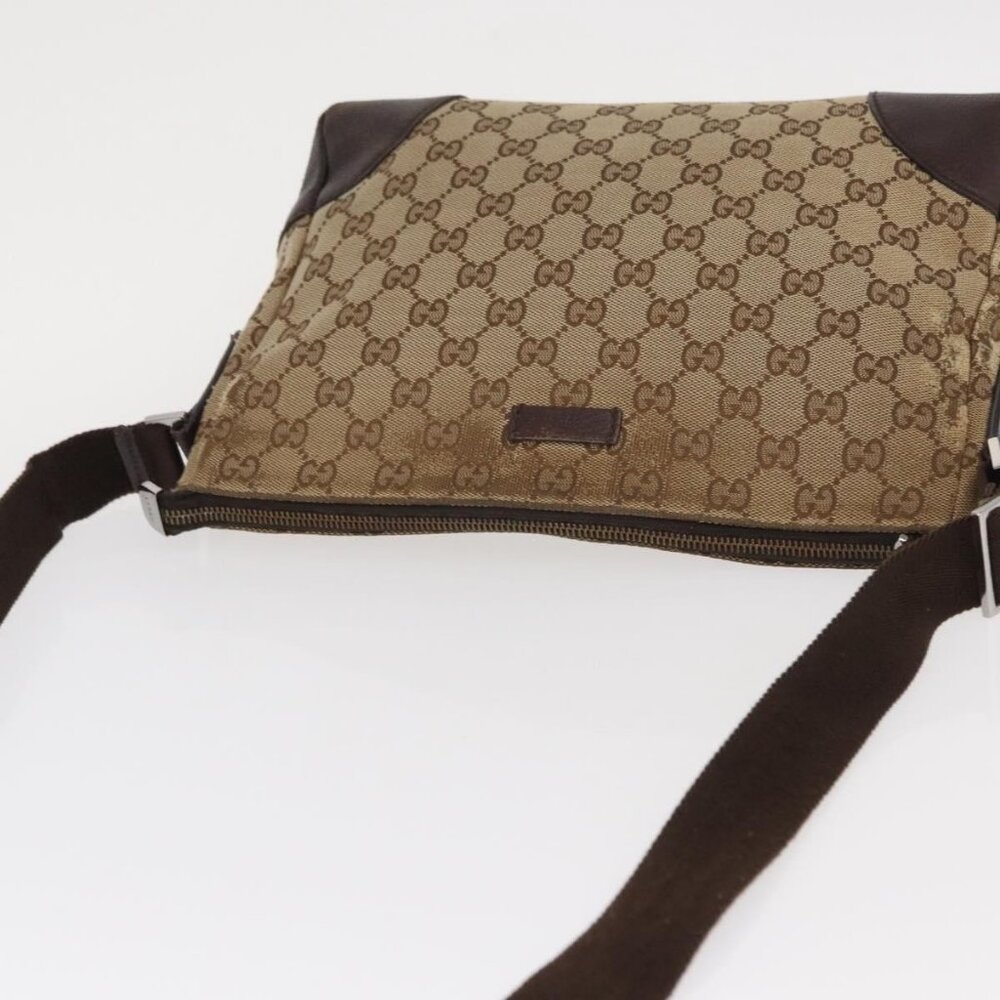Authentic GUCCI GG Canvas Shoulder Bag Beige Silver 114273 - Picture 14 of 16
